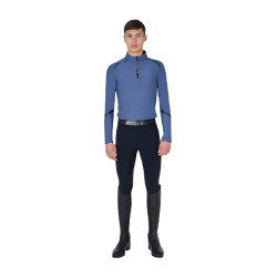 Polo de entrenamiento de manga larga para hombre corte ajustado Equestro Mar de Bering Azul Polo de entrenamiento de manga larga para hombre corte ajustado Equestro Mar de Bering Azul