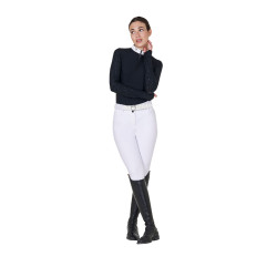 Polo de concurso slim fit para mujer con inserciones de malla Equestro Negro