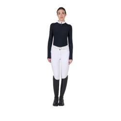 Polo de concurso slim fit para mujer con inserciones de malla Equestro Negro