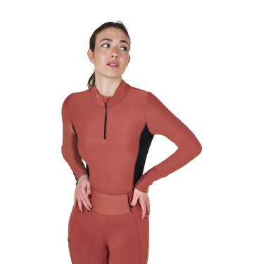Polo Técnico de Entrenamiento para Mujer de Manga Larga Equestro Secuoya Marr&amp;amp;amp;oacute;n
