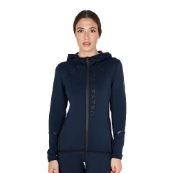 Sudadera técnica de mujer en jersey con cremallera Equestro Americana marina Azul marino Sudadera técnica de mujer en jersey con cremallera Equestro Americana marina Azul marino