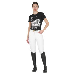 Camiseta de algodón Equestro mujer Horse Lover Negro Camiseta de algodón Equestro mujer Horse Lover Negro