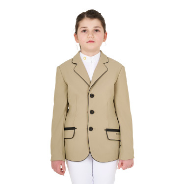 Chaqueta de concurso Equestro para niña en tejido técnico Incienso Beige Chaqueta de concurso Equestro para niña en tejido técnico Incienso Beige
