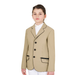 Chaqueta de concurso Equestro para niña en tejido técnico Incienso Beige