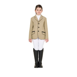 Chaqueta de concurso Equestro para niña en tejido técnico Incienso Beige