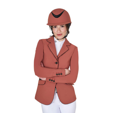 Chaqueta de concurso para mujer en tejido técnico elástico Equestro Secuoya Marrón Chaqueta de concurso para mujer en tejido técnico elástico Equestro Secuoya Marrón