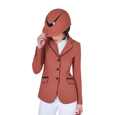 Chaqueta de concurso para mujer en tejido técnico elástico Equestro Secuoya Marrón Chaqueta de concurso para mujer en tejido técnico elástico Equestro Secuoya Marrón