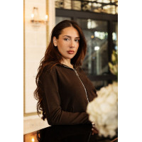 Sudadera con cremallera de punto Harcour Amelie Cacao Marrón Sudadera con cremallera de punto Harcour Amelie Cacao Marrón