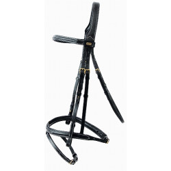 Cabezada Michel Robert testera triple muserola combinada T de T Negro