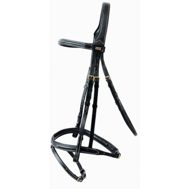 Cabezada Michel Robert testera triple muserola combinada T de T Negro