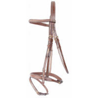 Cabezada Michel Robert testera triple muserola combinada T de T Tabaco Marrón