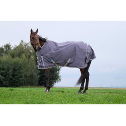 Manta Equithème TYREX 1200D reciclada Gris pardo Marrón