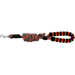 Correa para perro con asa EQUITHÈME - Haspen Negro / empuñadura naranja