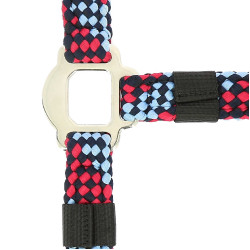 Cabezada + ramal Equitheme trenzado Fucsia / azul cielo / azul marino Rosa