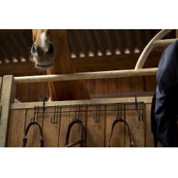 Soporte para bridas Hippotonic de 6 plazas, con ganchos Negro Soporte para bridas Hippotonic de 6 plazas, con ganchos Negro