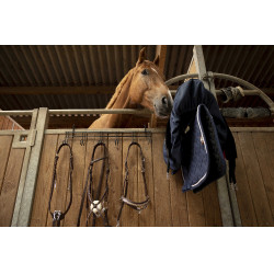 Soporte para bridas Hippotonic de 6 plazas, con ganchos Negro Soporte para bridas Hippotonic de 6 plazas, con ganchos Negro