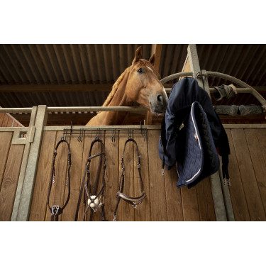 Soporte para bridas Hippotonic de 6 plazas, con ganchos Negro Soporte para bridas Hippotonic de 6 plazas, con ganchos Negro