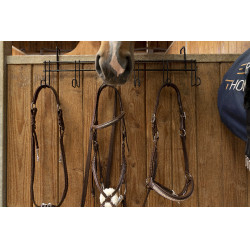 Soporte para bridas Hippotonic de 6 plazas, con ganchos Negro Soporte para bridas Hippotonic de 6 plazas, con ganchos Negro