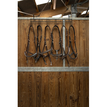 Soporte para bridas Hippotonic de 6 plazas, con ganchos Negro Soporte para bridas Hippotonic de 6 plazas, con ganchos Negro