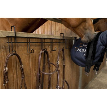 Soporte para bridas Hippotonic de 6 plazas, con ganchos Negro Soporte para bridas Hippotonic de 6 plazas, con ganchos Negro