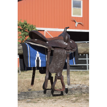 Westride Navajo Alfombra de algodón/acrílico Negro / azúl real / blanco