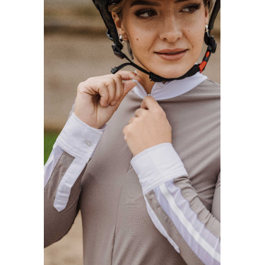 Polo EQUITHÈME - Estoril Gris pardo Marrón Polo EQUITHÈME - Estoril Gris pardo Marrón
