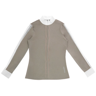 Polo EQUITHÈME - Estoril Gris pardo Marrón Polo EQUITHÈME - Estoril Gris pardo Marrón