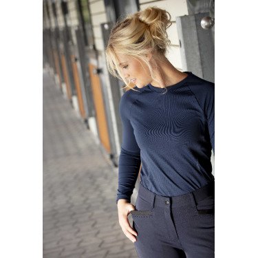 Pantalón Equithème Safir marine, contrastes noirs Azul Pantalón Equithème Safir marine, contrastes noirs Azul