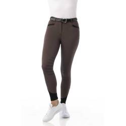 Pantalón Equithème Safir brun, contrastes noirs