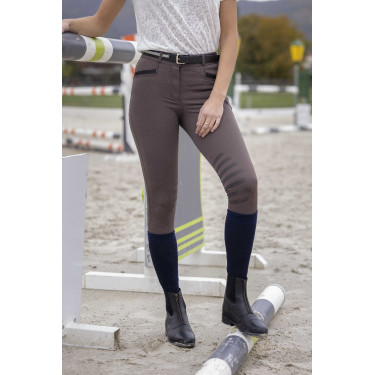 Pantalón Equithème Safir brun, contrastes noirs Pantalón Equithème Safir brun, contrastes noirs