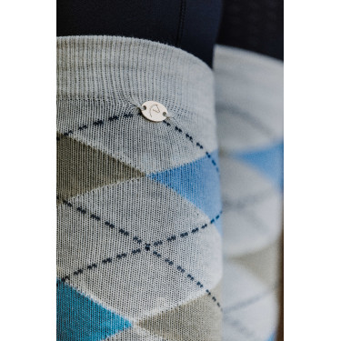 Calcetines Equi-Theme Argyle señora Gris claro / azul cielo