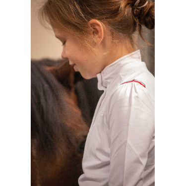Polo de competición Eden by PL Brujas Trenza blanca / roja blanca azul Blanco
