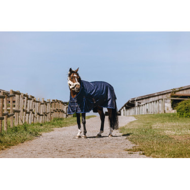 Manta Equithème Classic 1200D Cuello alto Marino Manta Equithème Classic 1200D Cuello alto Marino