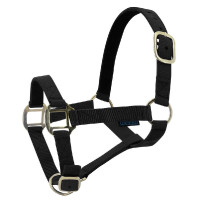 Cabezada de nylon forrada de cuero Negro