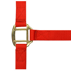 Cabezada de nylon forrada de cuero Roja