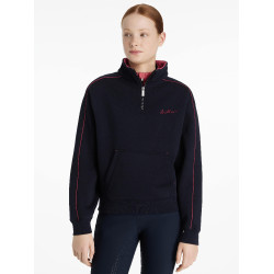 Jersey LeMieux con cremallera corta Kate Young Rider Azul marino / arándano rojo