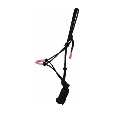 Cabezada de nudos confort con ramal T de T Negro / rosa Cabezada de nudos confort con ramal T de T Negro / rosa