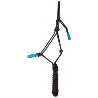 Cabezada de nudos confort con ramal T de T Negro / turquesa