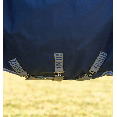 Manta Horseware Rhino Turnout 100g Negro / gris titanio / azul clásico