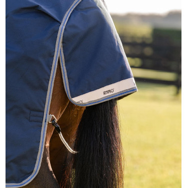 Manta Horseware Rhino Turnout 100g Negro / gris titanio / azul clásico