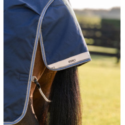 Cobertura Horseware Rhino Turnout 0g Negro / gris titanio / azul clásico