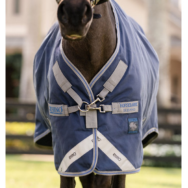 Manta Horseware Rhino Poney Turnout 100g Negro / gris titanio / azul clásico Manta Horseware Rhino Poney Turnout 100g Negro / gris titanio / azul clásico