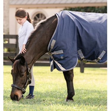 Manta Horseware Rhino Poney Turnout 100g Negro / gris titanio / azul clásico Manta Horseware Rhino Poney Turnout 100g Negro / gris titanio / azul clásico