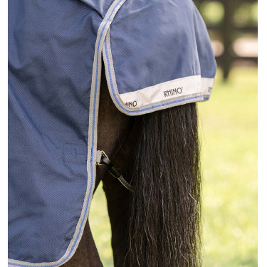 Manta Horseware Rhino Poney Turnout 100g Negro / gris titanio / azul clásico Manta Horseware Rhino Poney Turnout 100g Negro / gris titanio / azul clásico