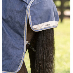 Manta Horseware Rhino Poney Turnout 0g Negro / gris titanio / azul clásico