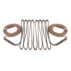 Riendas largas con cuerda y correa T de T Marrón oscuro / beige Marr&amp;oacute;n