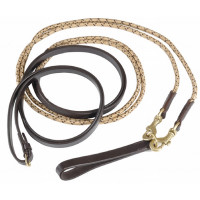 Riendas alemanas cuerda y cuero T de T Castaño Marrón