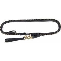 Riendas alemanas cuerda y cuero T de T Negro Riendas alemanas cuerda y cuero T de T Negro