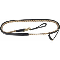 Riendas alemanas cuerda y cuero T de T Negro / beige