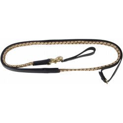 Riendas alemanas cuerda y cuero T de T Negro / beige